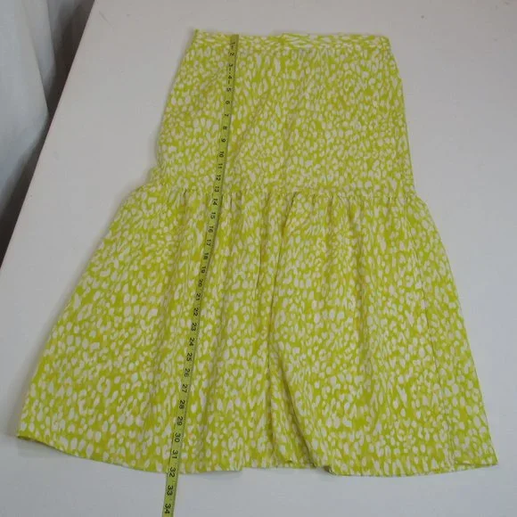 Who What Wear Women's Yellow Citrus Leopard Print Tiered Midi Skirt Size L - Picture 8 of 9